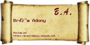Brém Adony névjegykártya